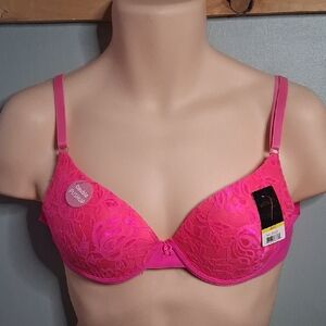 Vibrant Pink Lace Push-Up Bra